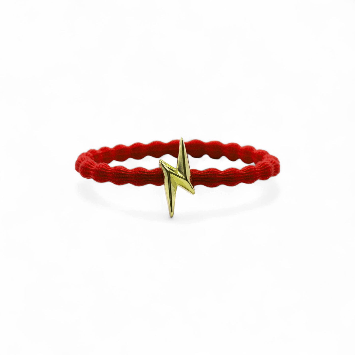 Wave Hair Tie with Gold Bolt Charm (Various Colours) Red - Robins & Roses, Eccleshall