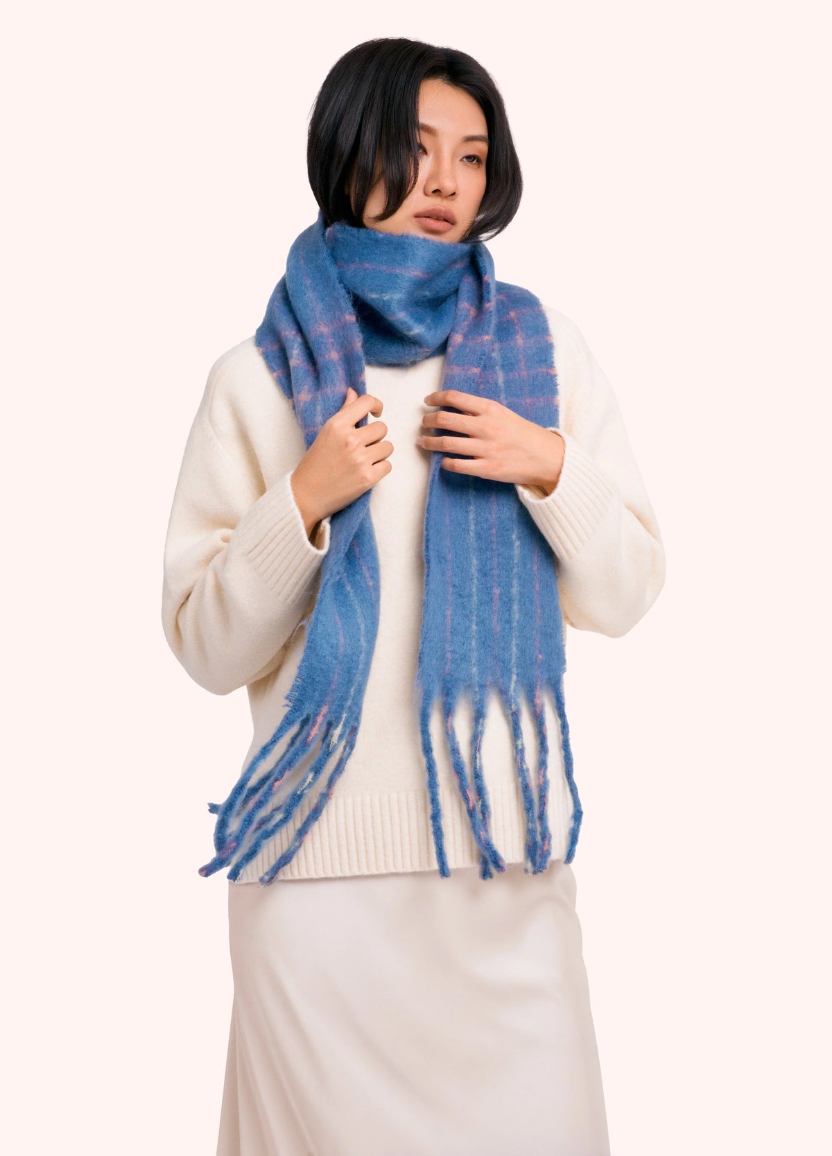 Powder Cosy Scarf, Blue Check - Robins & Roses, Eccleshall
