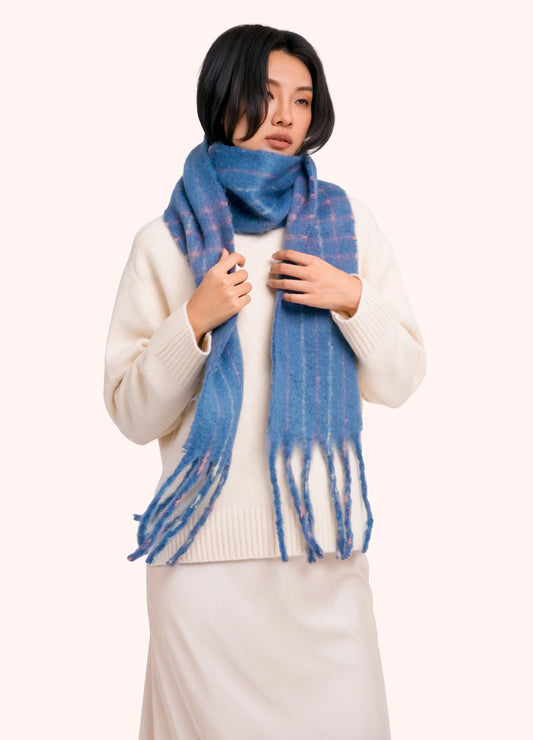 Powder Cosy Scarf, Blue Check - Robins & Roses, Eccleshall