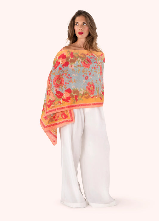 Powder Cotton Scarf - Paisley Poppies - Robins & Roses, Eccleshall
