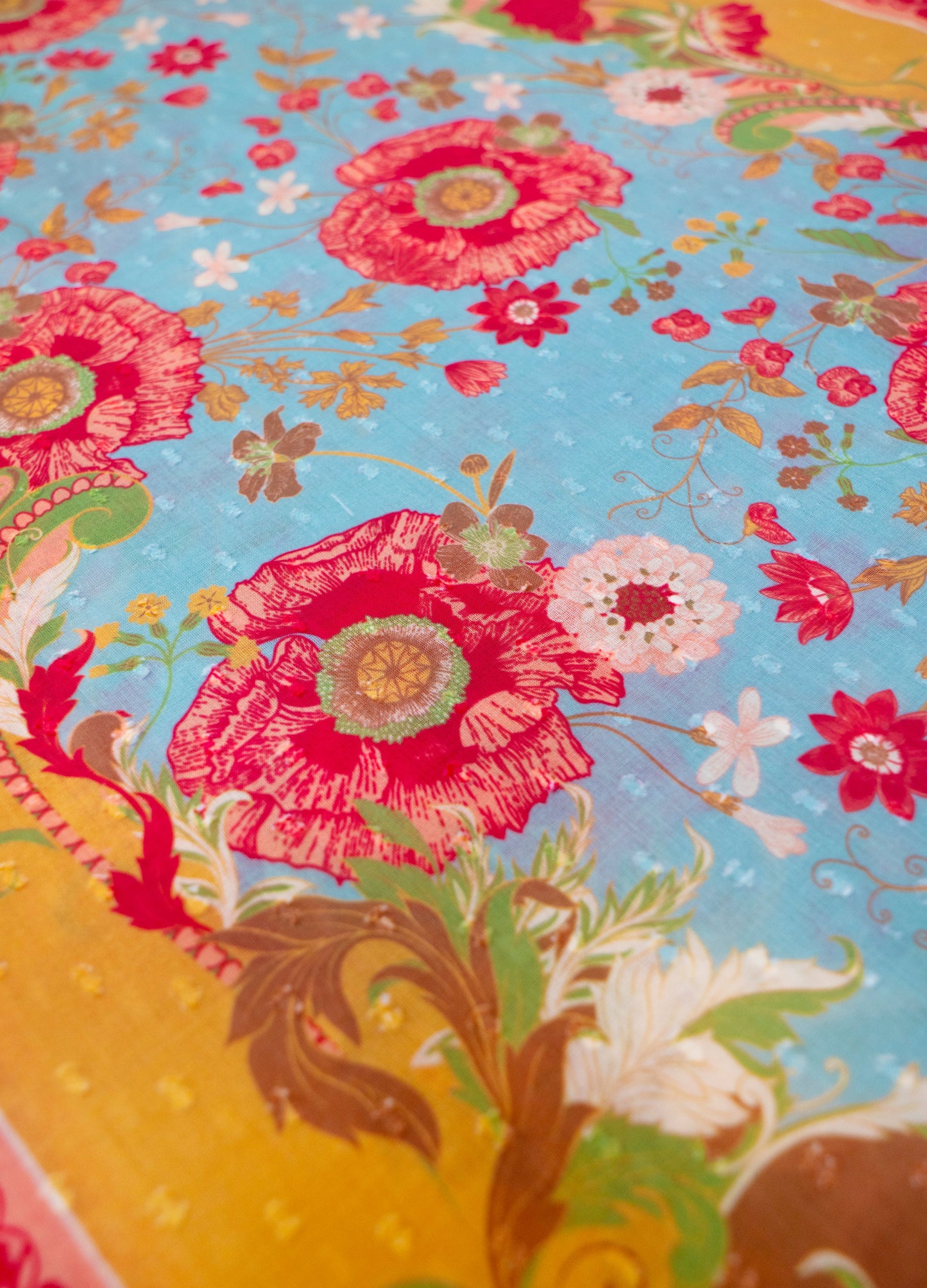 Powder Cotton Scarf - Paisley Poppies - Robins & Roses, Eccleshall