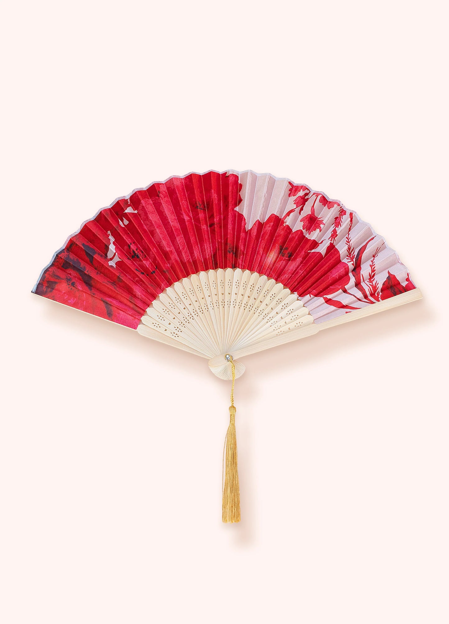 Powder Satin Fan - Rouge Blooms - Robins & Roses, Eccleshall