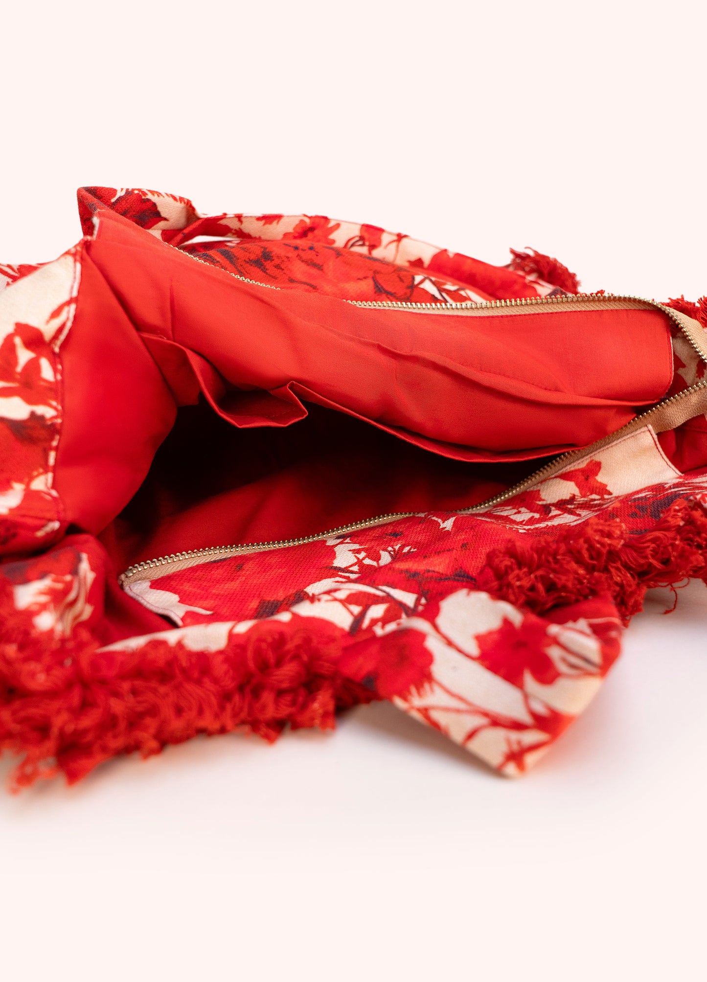 Powder Fringed Box Tote - Rouge Blooms - Robins & Roses, Eccleshall