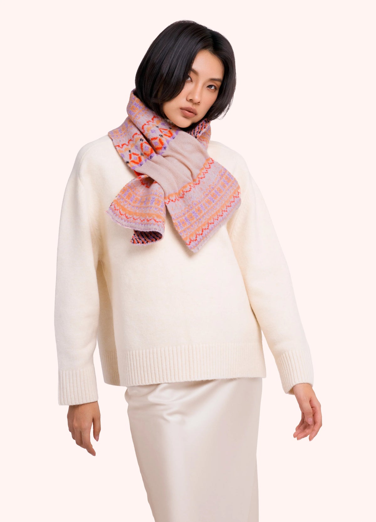 Powder Fair Isle Scarf, Cream Mix - Robins & Roses, Eccleshall