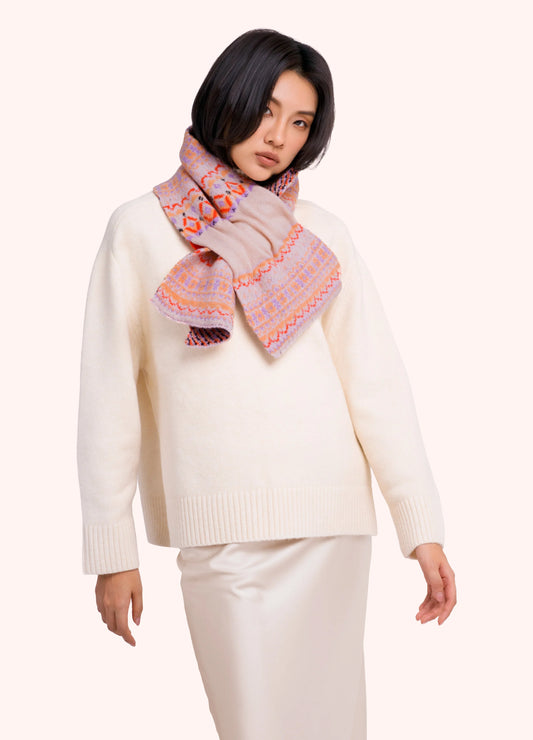 Powder Fair Isle Scarf, Cream Mix - Robins & Roses, Eccleshall