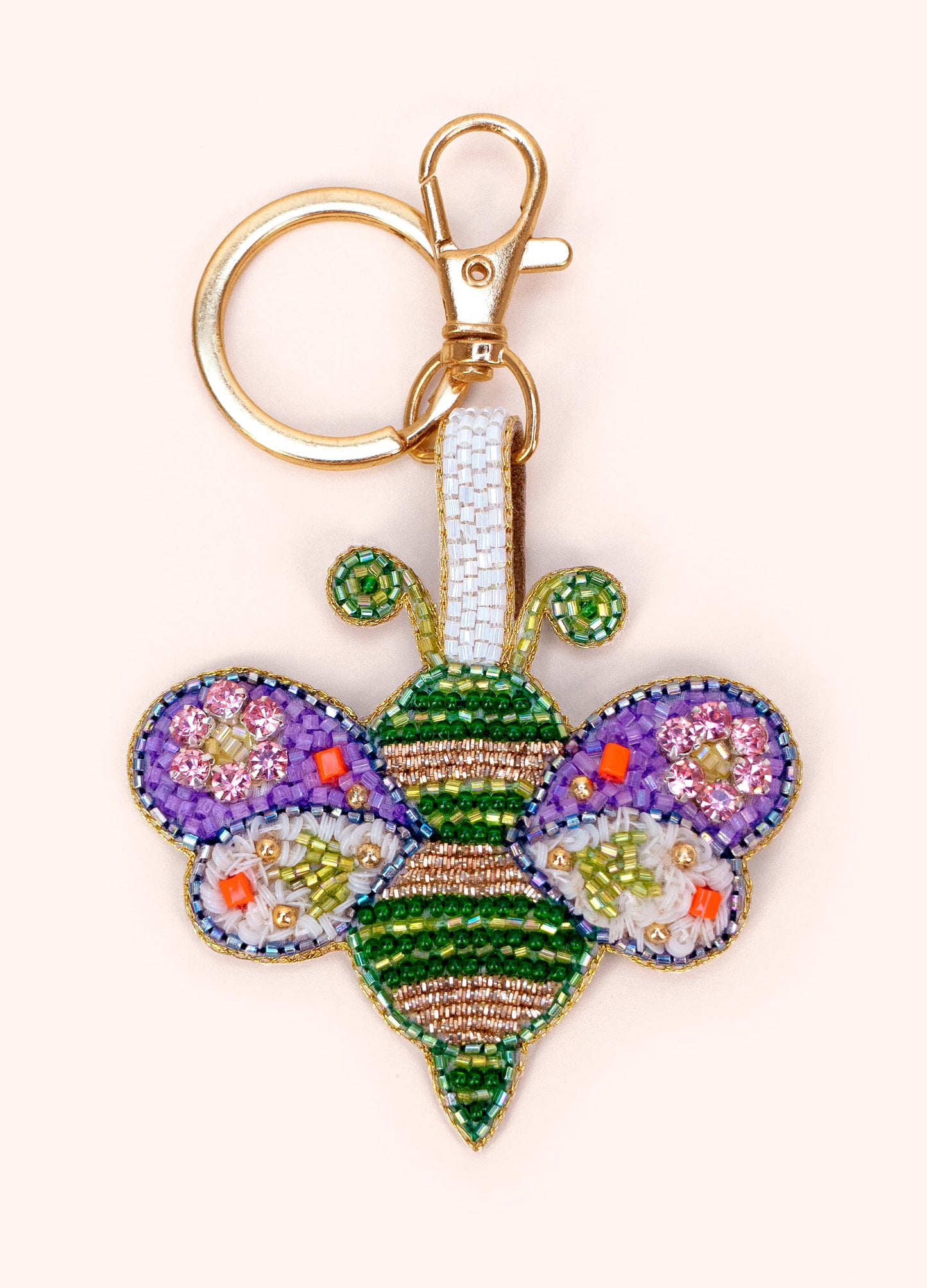 Powder Beaded Keyrings - Brilliant Bumblebee - Robins & Roses, Eccleshall