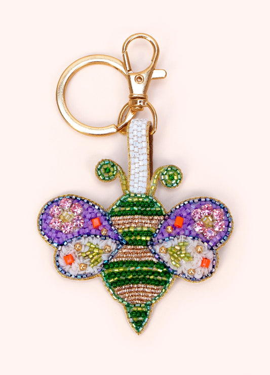 Powder Beaded Keyrings - Brilliant Bumblebee - Robins & Roses, Eccleshall