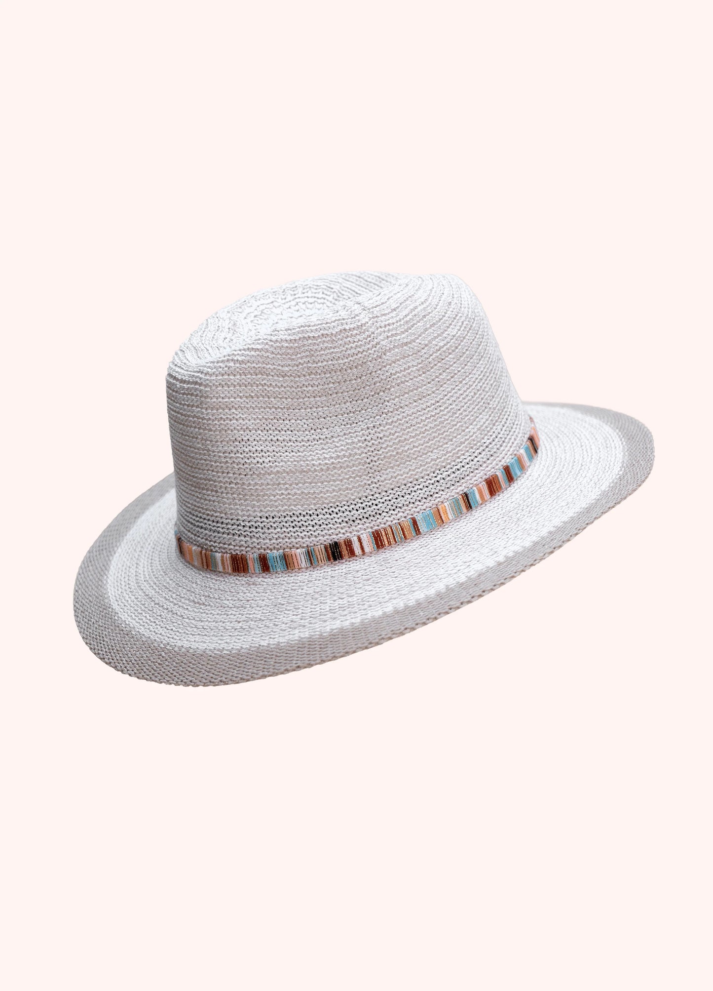 Powder Natalie Hat - Snowdrop with Multi Stripe Band - Robins & Roses, Eccleshall