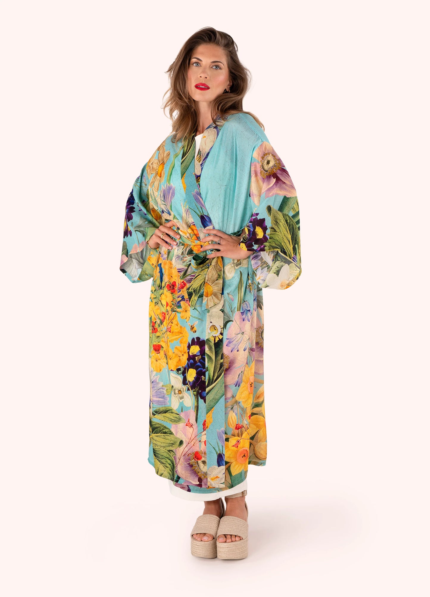 Powder Kimono Gown - Spring Flora - Robins & Roses, Eccleshall