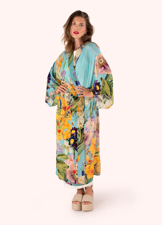 Powder Kimono Gown - Spring Flora - Robins & Roses, Eccleshall