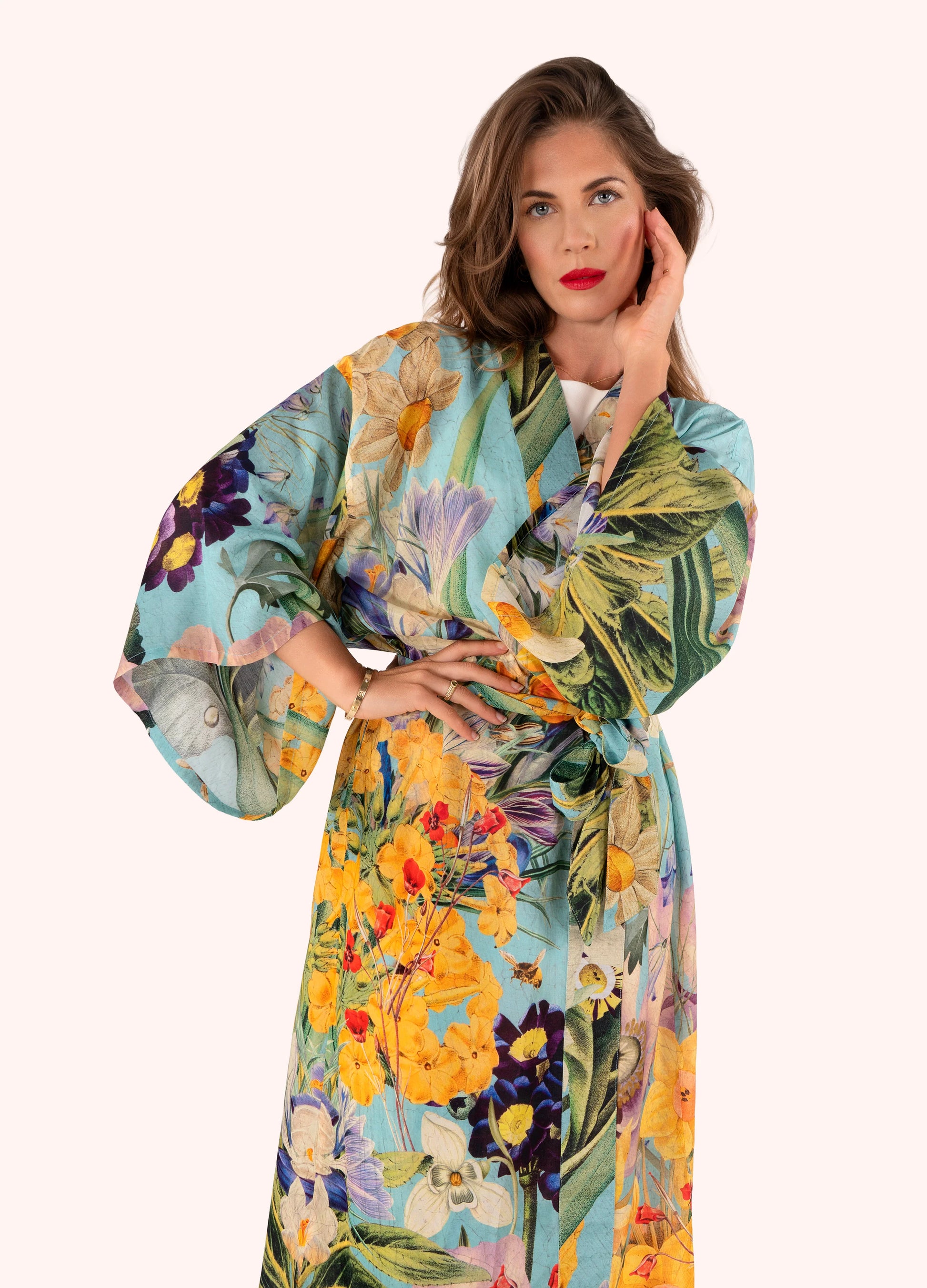 Powder Kimono Gown - Spring Flora - Robins & Roses, Eccleshall