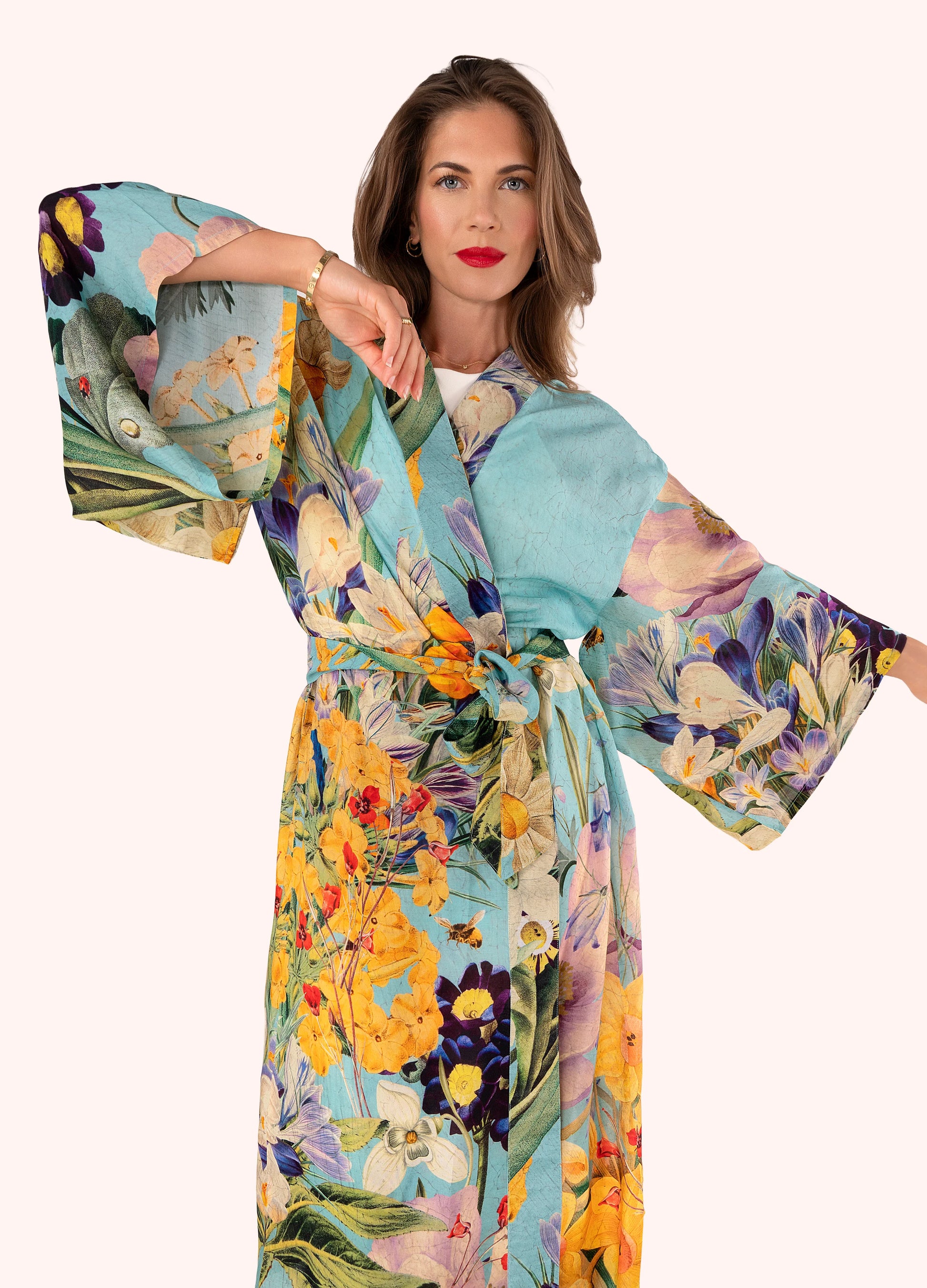 Powder Kimono Gown - Spring Flora - Robins & Roses, Eccleshall