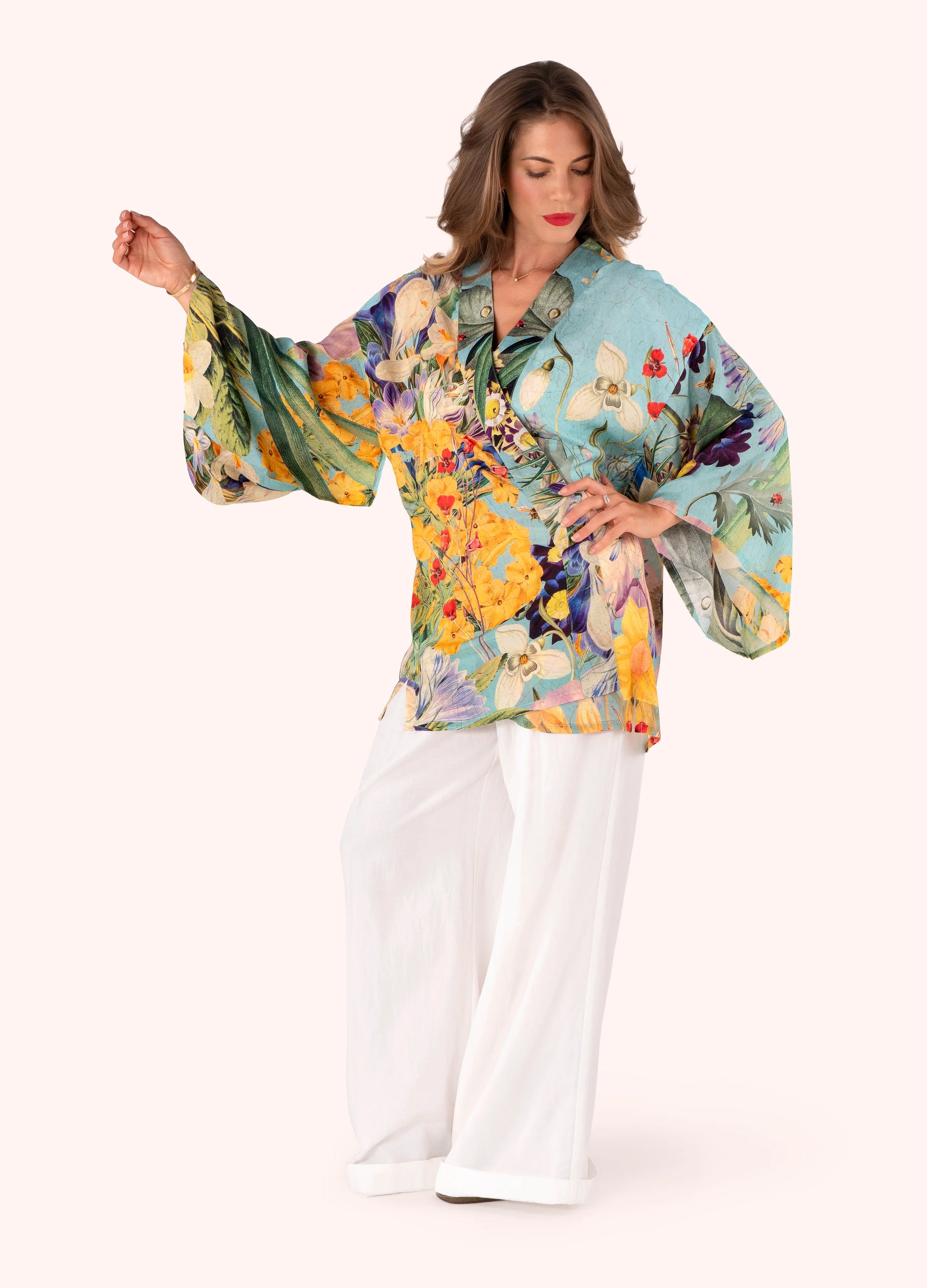 Powder Kimono Jacket - Spring Flora - Robins & Roses, Eccleshall