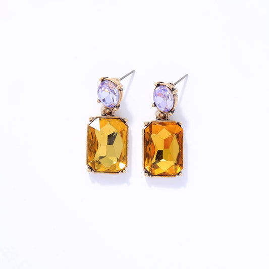 Oval Twin Gem Post Earring in Dark Amber & Violet