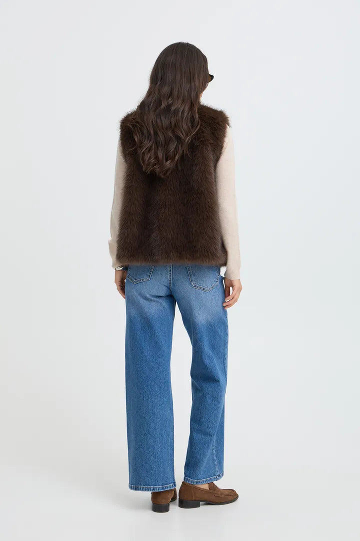 B.Young Brown Faux Fur waistcoat - Robins & Roses, Eccleshall