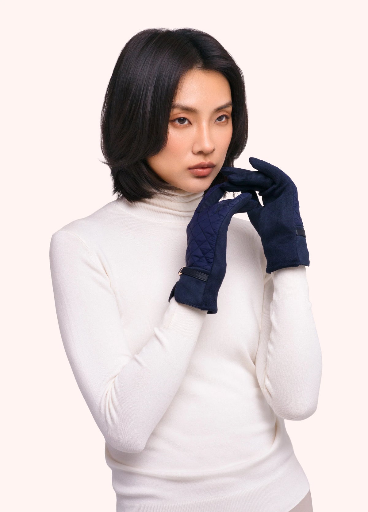 Powder Quilted Gloves, Navy - Robins & Roses, Eccleshall