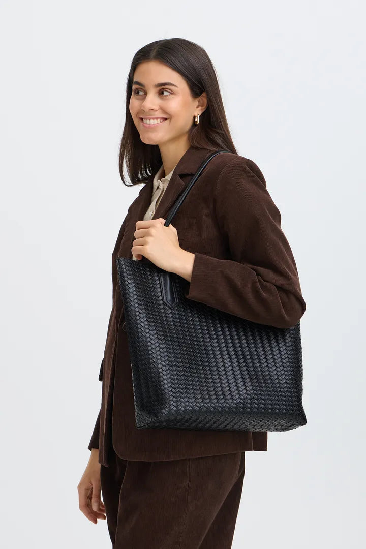 Fransa Black Woven Bag