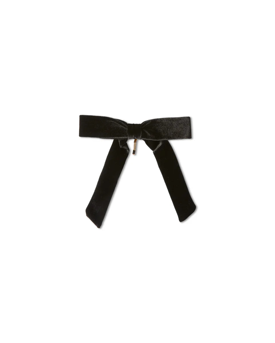 Bexhill Velvet Bow Ponytail Pin | Black - Robins & Roses, Eccleshall