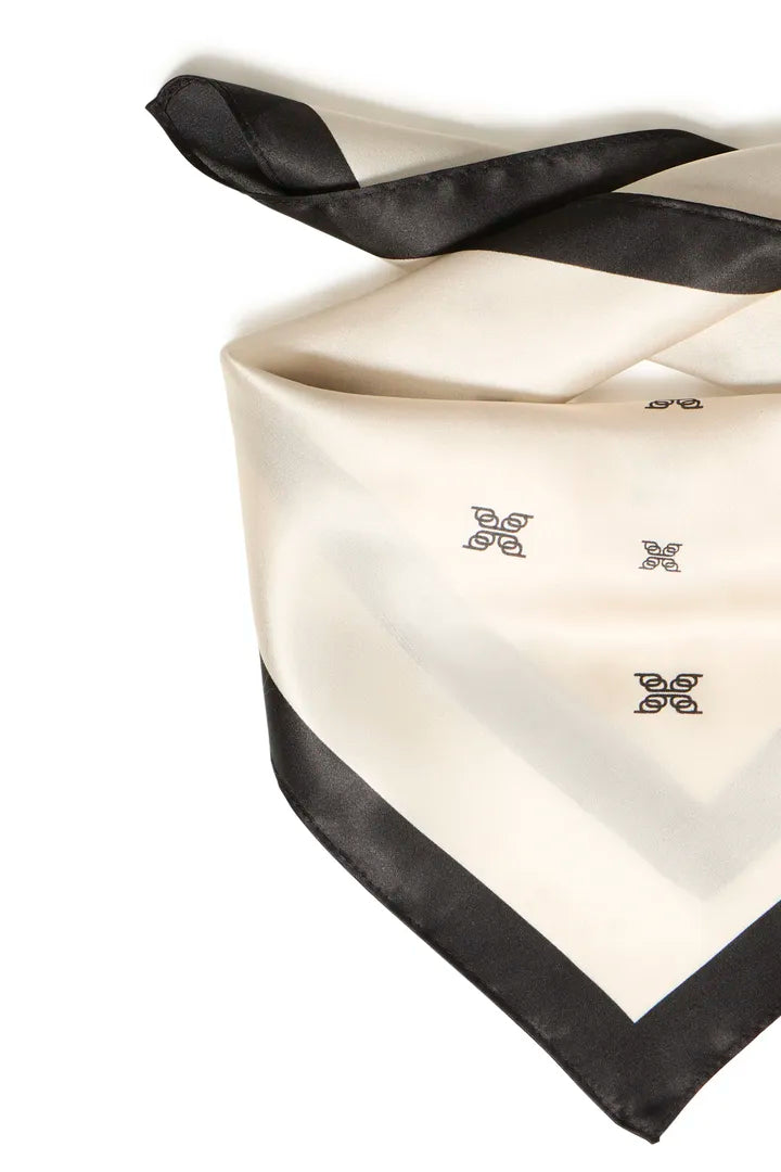 B.Young Black and White Silk Scarf