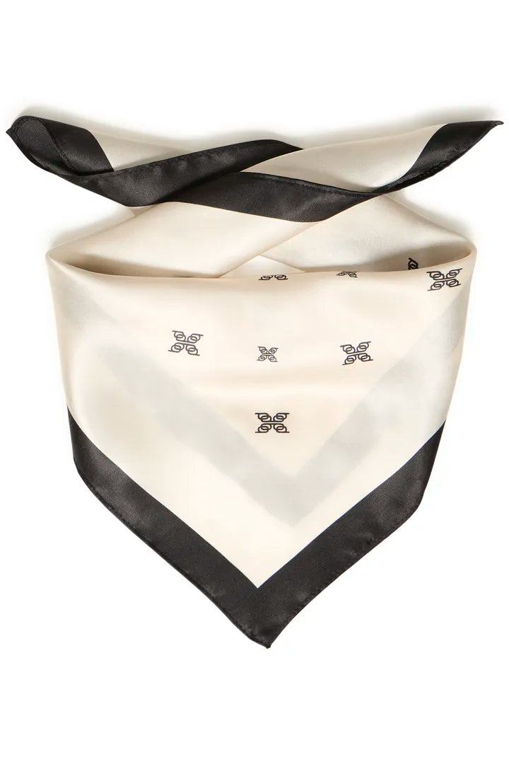 B.Young Black and White Silk Scarf