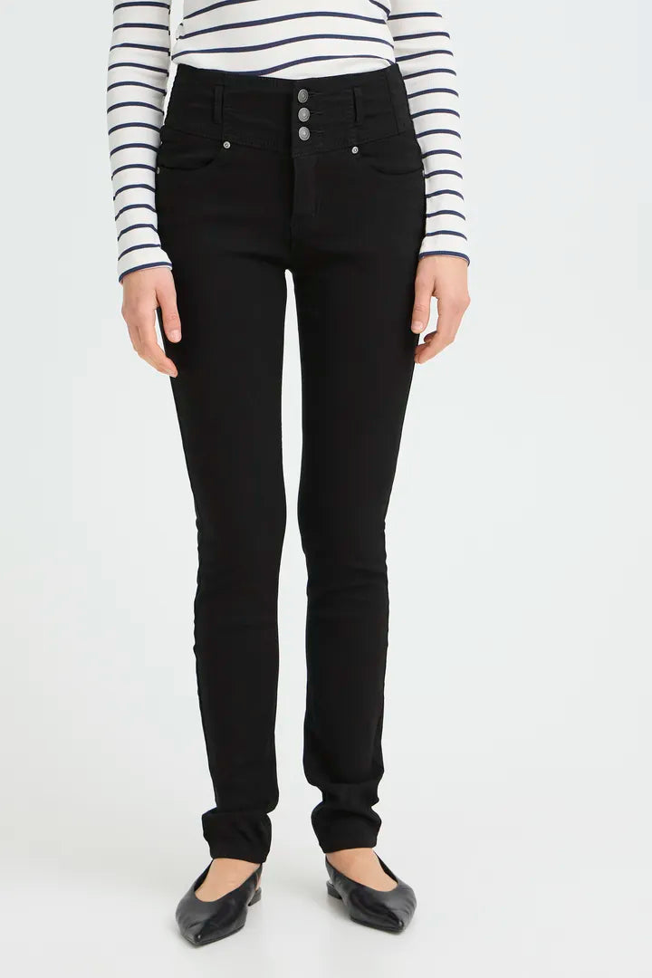 Fransa Black High Waisted Jeans