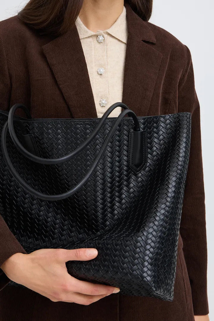 Fransa Black Woven Bag