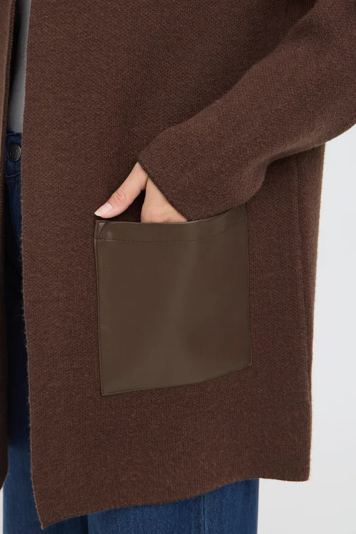 Fransa Brown Long Cardigan