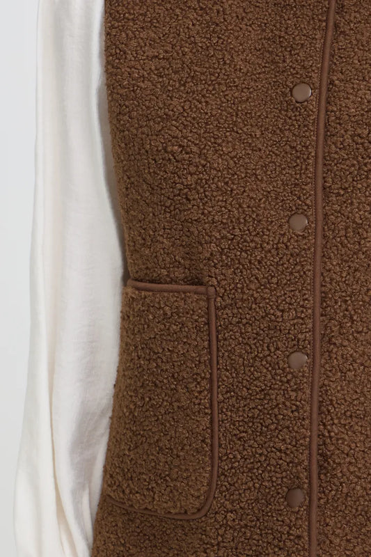 Fransa Brown Teddy Gilet
