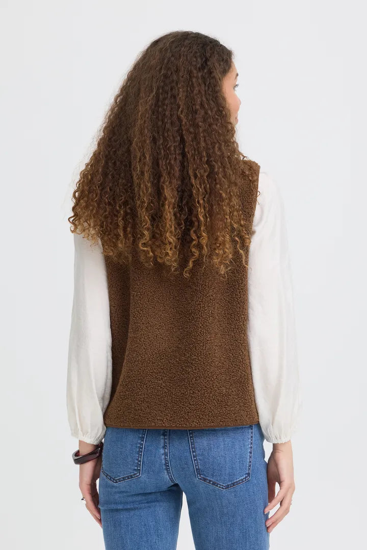 Fransa Brown Teddy Gilet