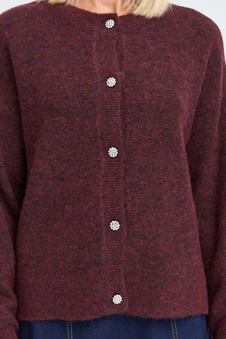Fransa Burgundy Cardigan
