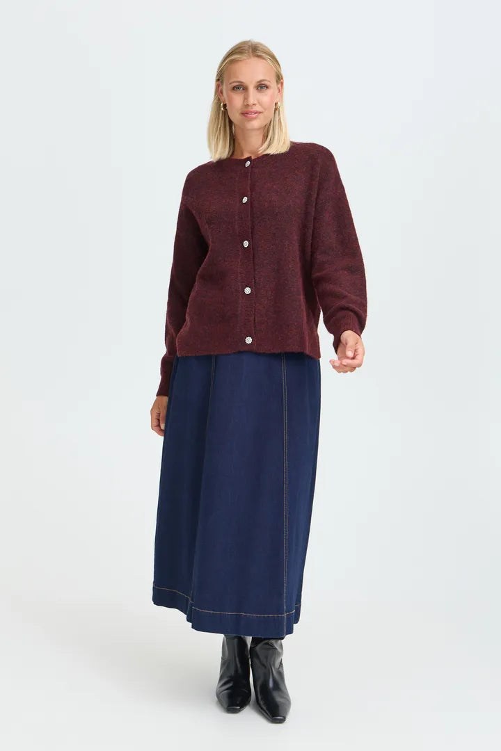 Fransa Burgundy Cardigan