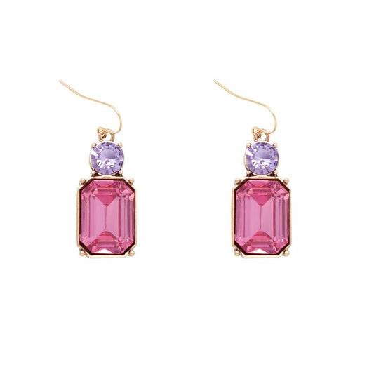 Twin Gem Earring in Rose Pink & Lilac