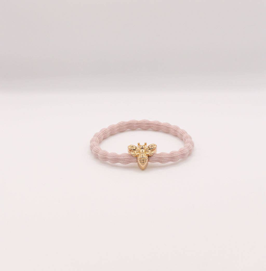 Wave Hair Tie with Gold Bee Charm (Various Colours)