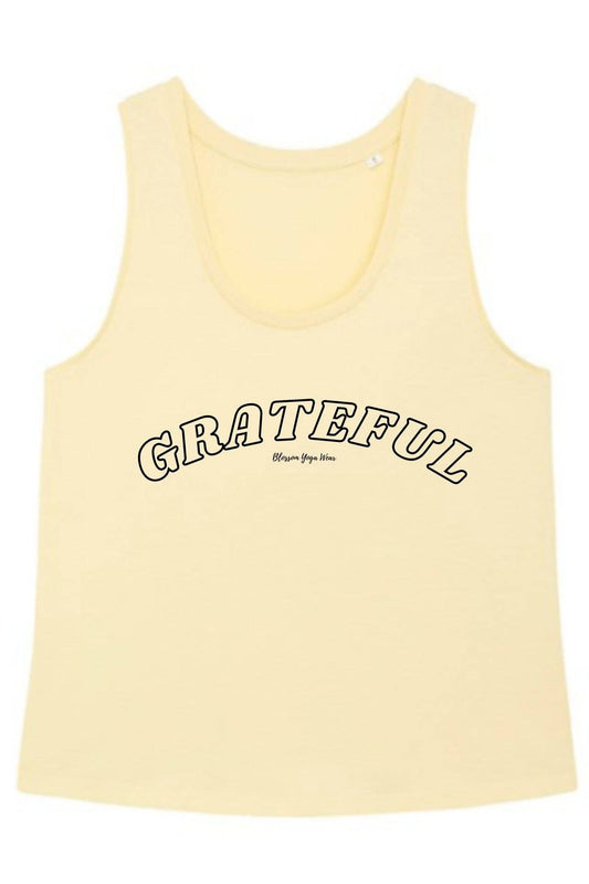 'Grateful' Slogan Yoga Top - Butter