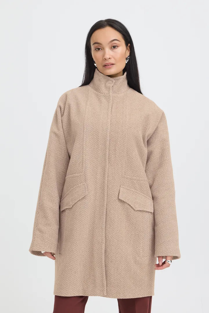 Fransa Brown & Cream Woven Jacket - Robins & Roses, Eccleshall