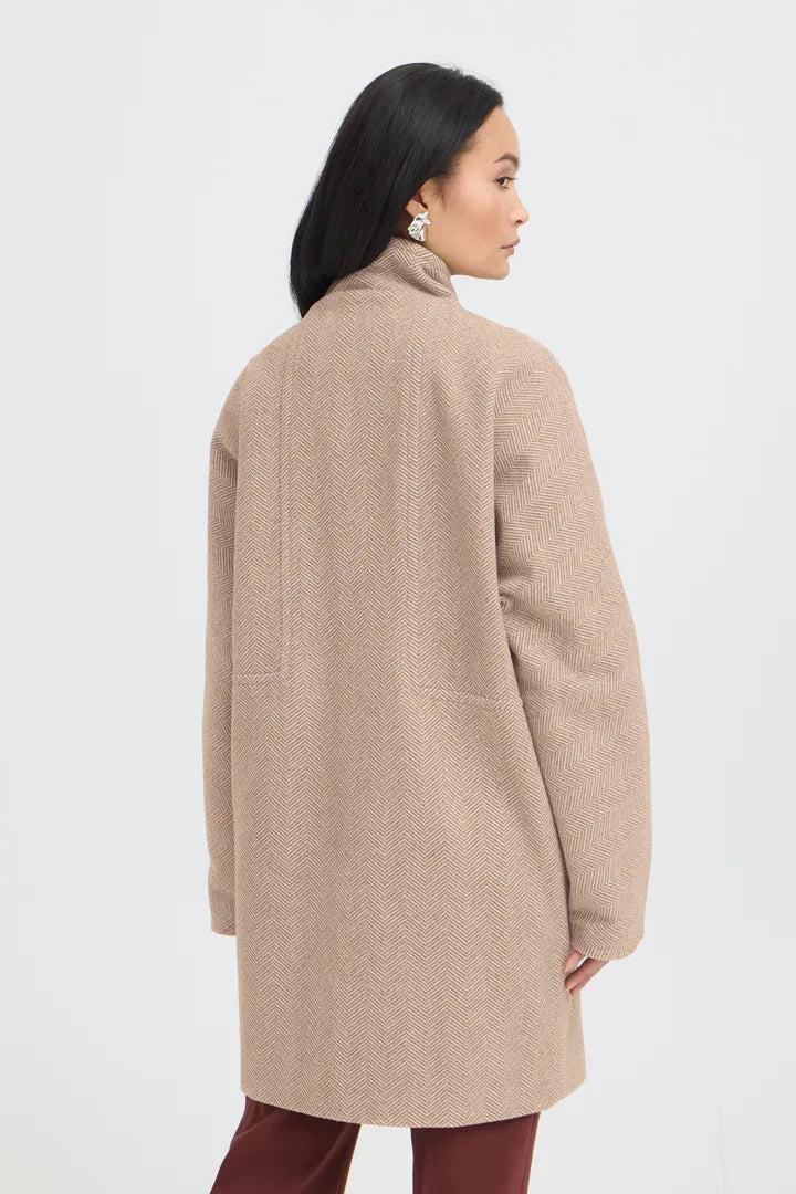Fransa Brown & Cream Woven Jacket - Robins & Roses, Eccleshall