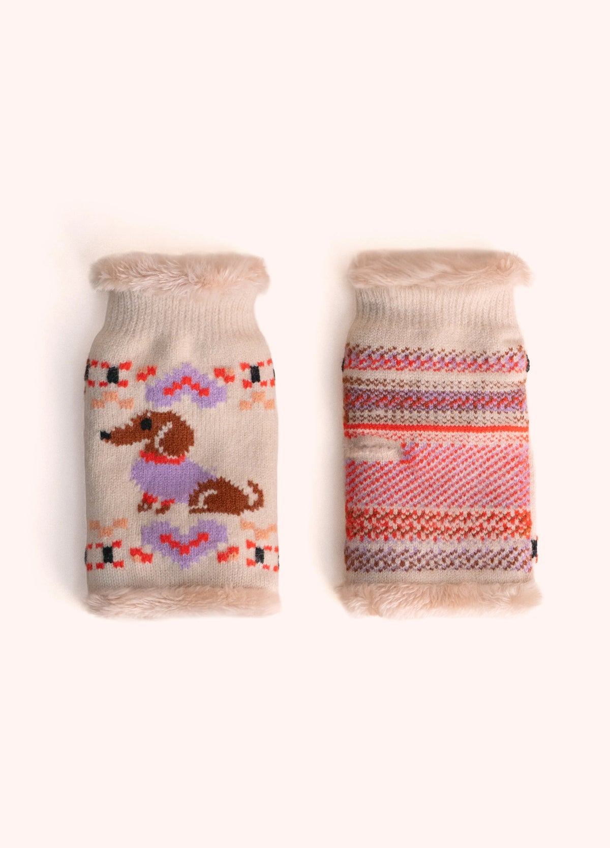 Powder Sausage Dog Wrist Warmers, Cream - Robins & Roses, Eccleshall