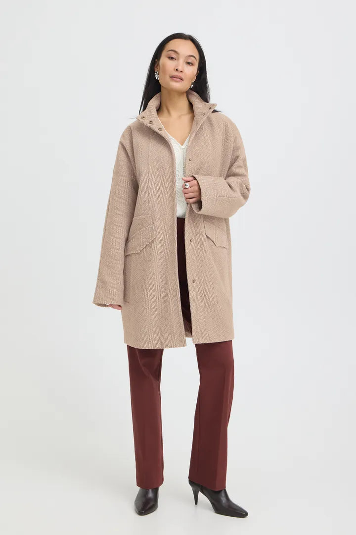 Fransa Brown & Cream Woven Jacket - Robins & Roses, Eccleshall