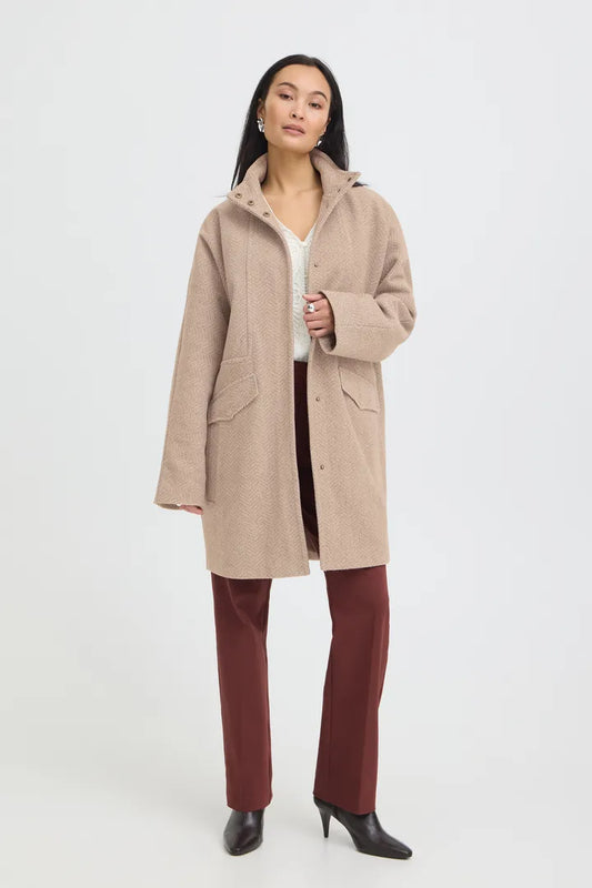 Fransa Brown & Cream Woven Jacket - Robins & Roses, Eccleshall