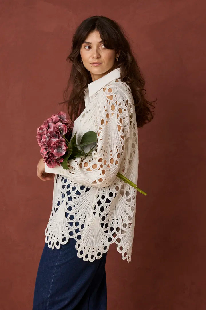 Fransa White Woven Shirt - Robins & Roses, Eccleshall