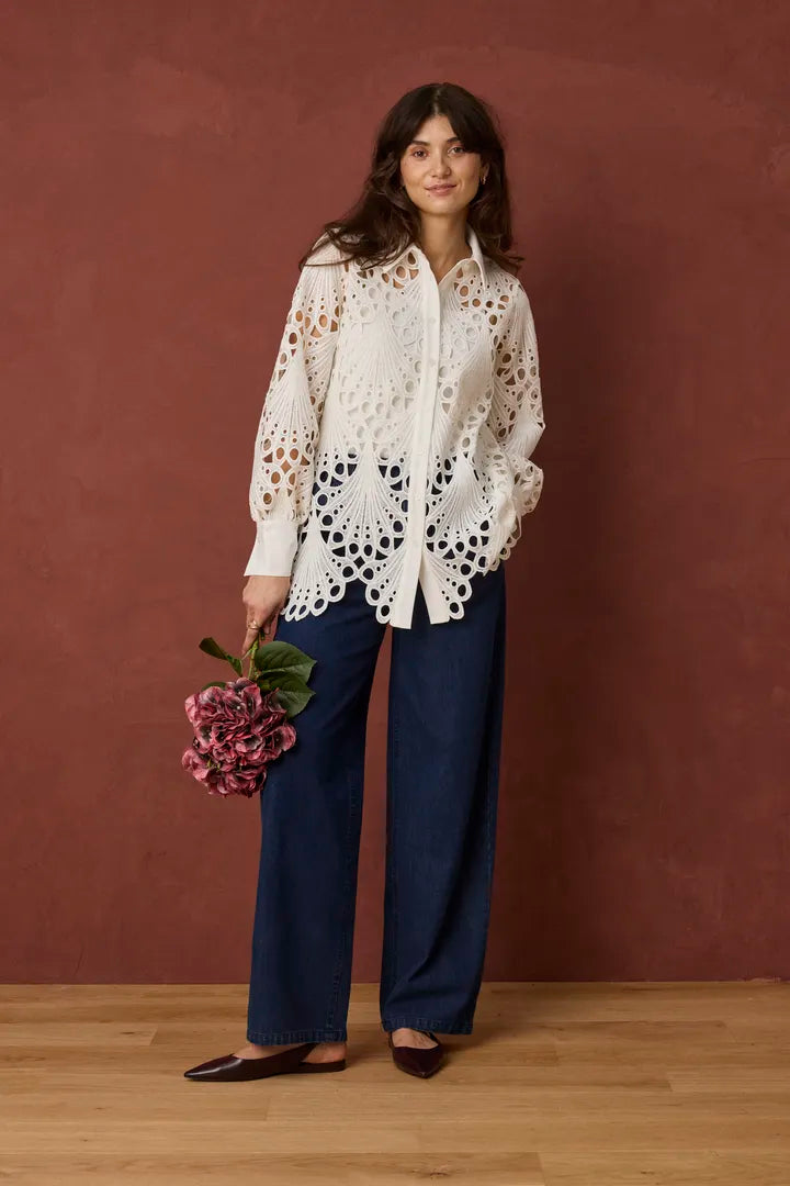 Fransa White Woven Shirt - Robins & Roses, Eccleshall