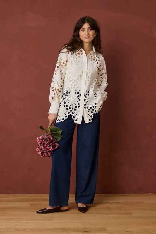 Fransa White Woven Shirt - Robins & Roses, Eccleshall