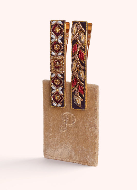 Powder Diamond Flower and Leaves (Set of 2)