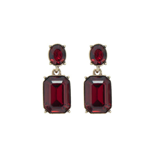 Oval Twin Gem Post Earring in Deep red - Robins & Roses, Eccleshall