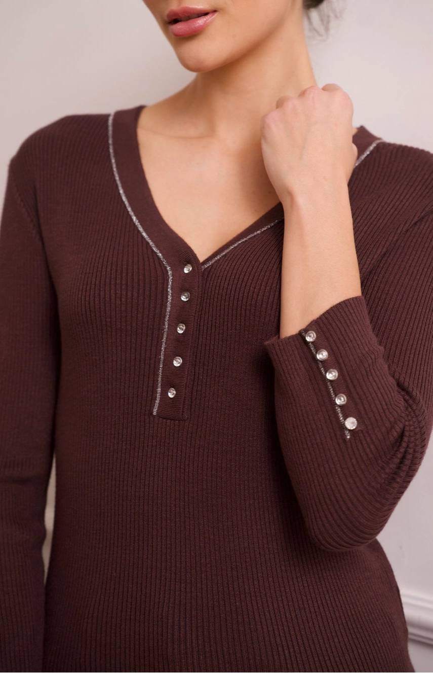 Diamond Button V-Neck Sweater