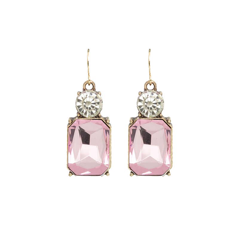 Twin Gem Earring in Pink & Clear - Robins & Roses, Eccleshall