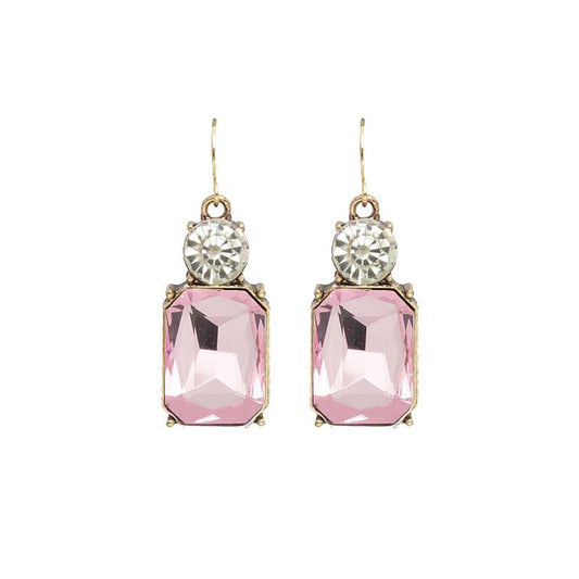 Twin Gem Earring in Pink & Clear - Robins & Roses, Eccleshall