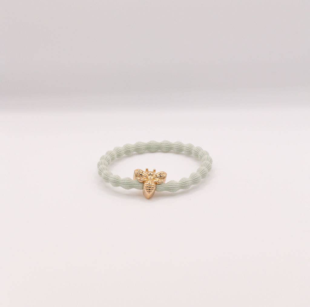 Wave Hair Tie with Gold Bee Charm (Various Colours)