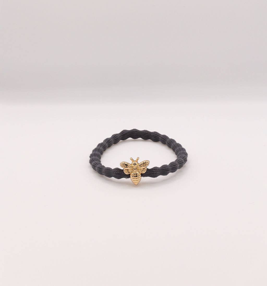 Wave Hair Tie with Gold Bee Charm (Various Colours)