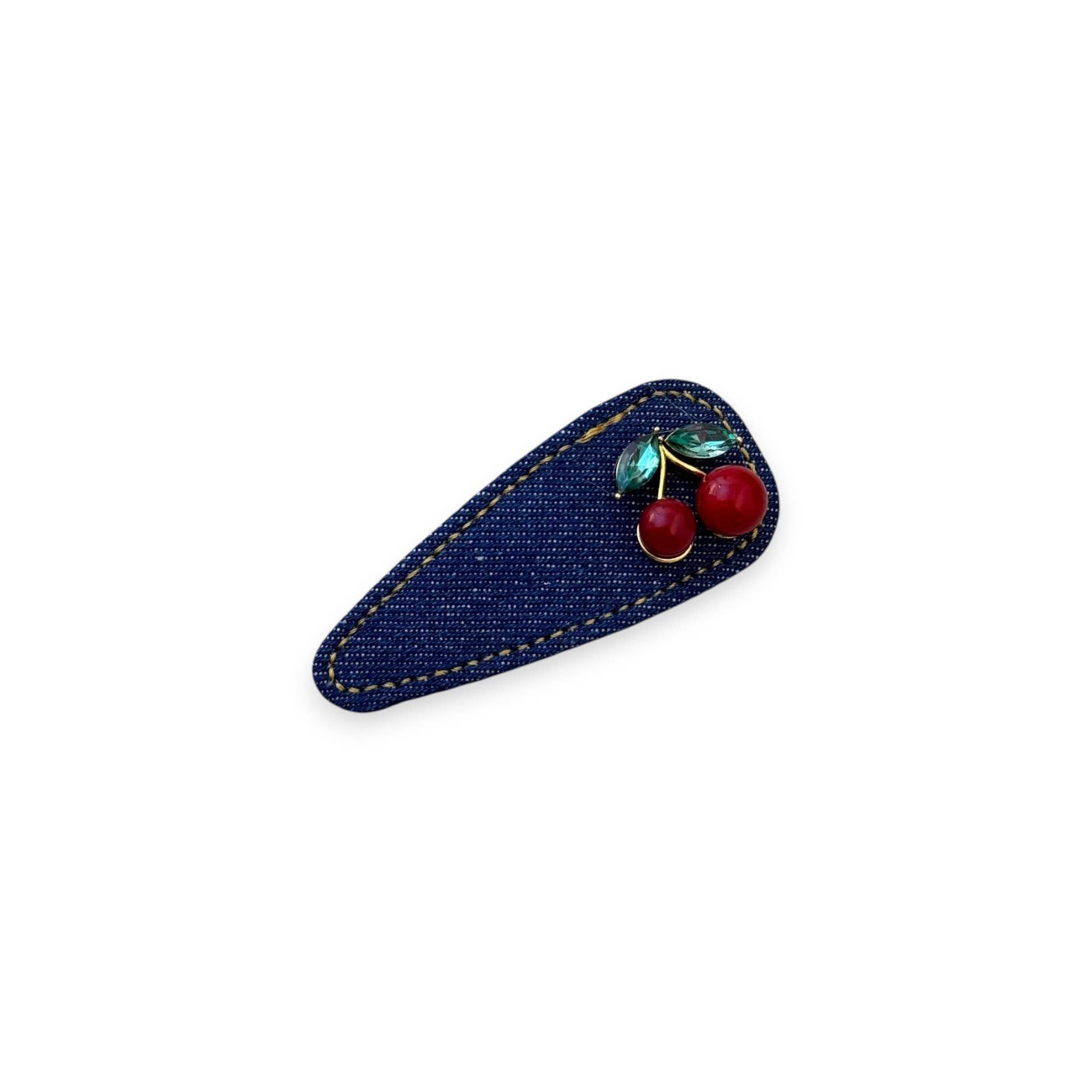 Cherry Hair Clip in Denim & Red - Robins & Roses, Eccleshall